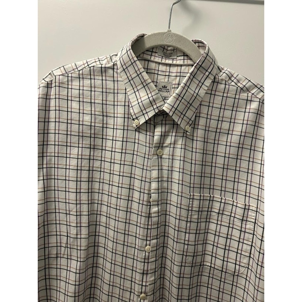 Peter Millar Dress Shirt White, black, purple, tan‎ size XL